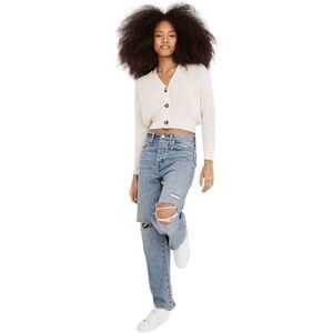 Madewell womens destroyed dad jeans in blue